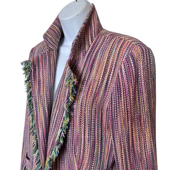 HILARY RADLEY Hilary Radley Tweed Multicolored Striped Blazer Size 8 - Picture 4 of 10